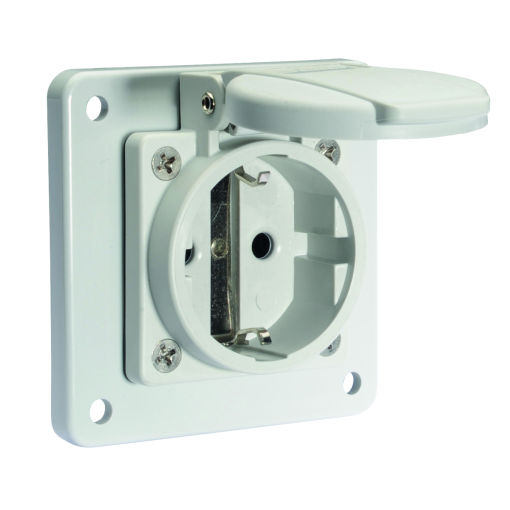 Domestic panel mounting socket outlet straight System F German standard 16A 3p 250V IP54