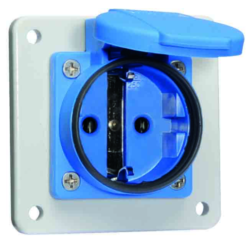 Domestic panel mounting socket outlet straight System F German standard 16A 3p 250V IP54