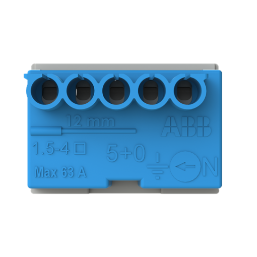 Terminal block screwless  N 5x1,5-4mm², 63 A