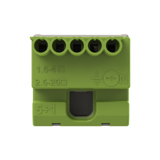 Terminal block screwless  PE 5x1,5-4mm²1x25mm², 63 A