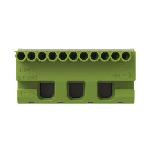 Terminal block screwless  PE 11x1,5-4mm²3x25mm², 63 A
