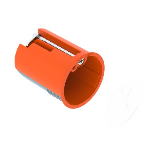 Caixa de aplique HW, hermética com tampa Ø38, H45 Polipropileno  Elastómero termoplástico cor de laranja  cinzento