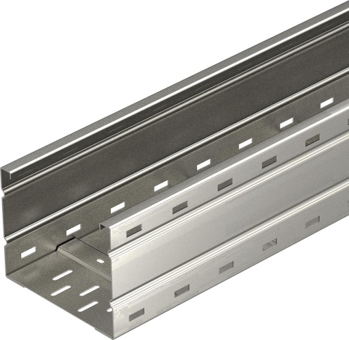 Wide span cable tray perforated, floor beaded 160x200x6000 Aço inoxidável, livre de ferrugem A2 1.4301 brilhante, pós-tratamento aço inoxidável