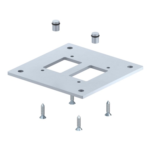 Base para colunas, indústria 250x250x8 Aço com galvanização contínua  com revestimento de plástico alumínio branco RAL 9006