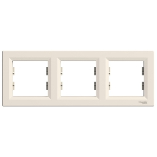 Asfora - quadro horizontal de 3 tomadas - creme