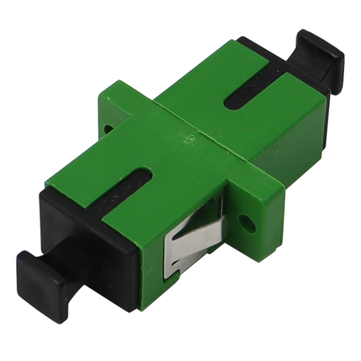 Adaptador Óptico SC Fêmea  SC Fêmea Simplex Monomodo SM, com obturador interno, Verde