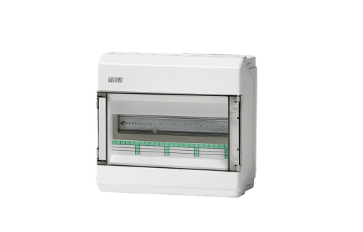 QUADRO DE DISTRIBUIÇÃO MONTAGEM SALIENTE PORTA TRANSPARENTE 1 FILA 12 MÓDULOS BR