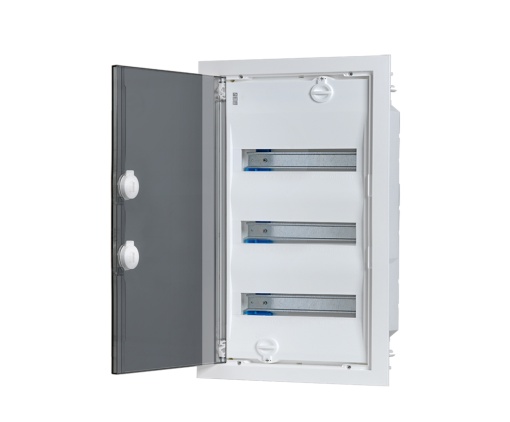 QUADRO DE DISTRIBUIÇÃO PARA PAREDES OCAS MONTAGEM EMBUTIDA PORTA TRANSPARENTE 3 